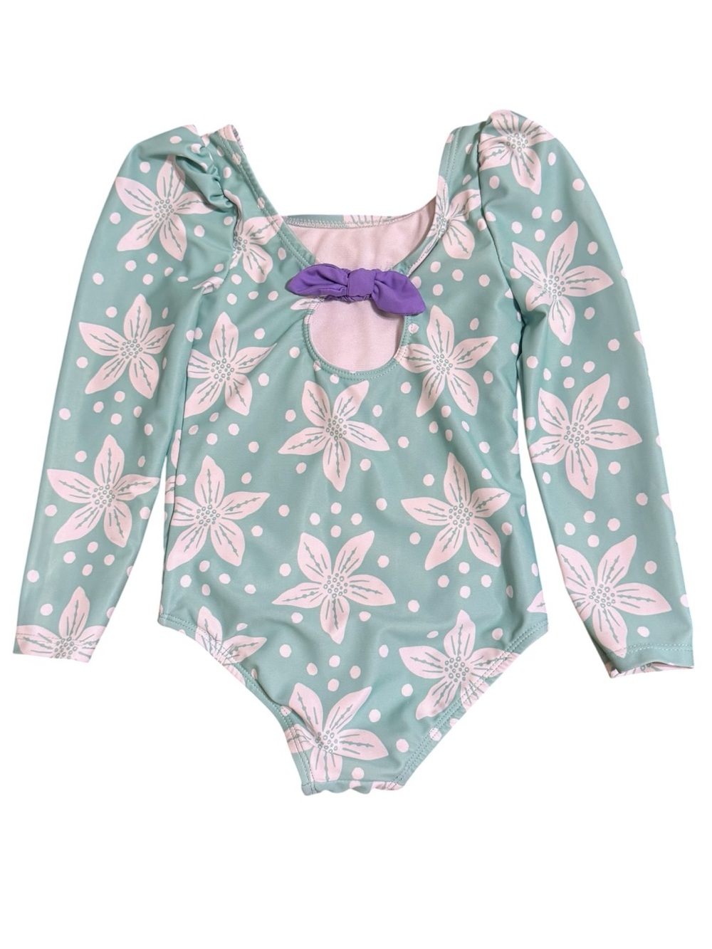 Disney Princess Ariel One Piece Swimsuit Girls Size 4T Long Sleeve Beach Pool - Picture 3 of 6